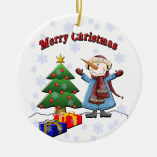 Merry Christmas Snowman Ornament