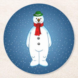 Merry Christmas Snowman Paper Coaster