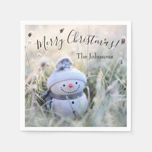 Merry Christmas Snowman Paper Party Napkins