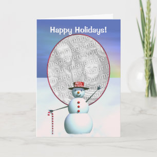 Merry Christmas Snowman Photo Card