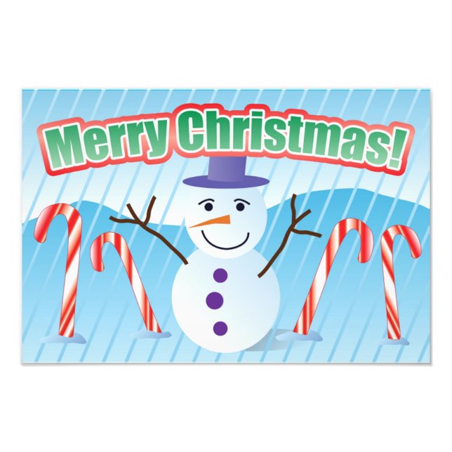 MERRY CHRISTMAS SNOWMAN  PHOTO PRINT (Front)