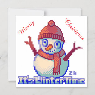 Merry Christmas Snowman pixelart, Pixel Art  Magnetic Invitation