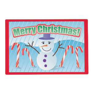 MERRY CHRISTMAS SNOWMAN PLACEMAT