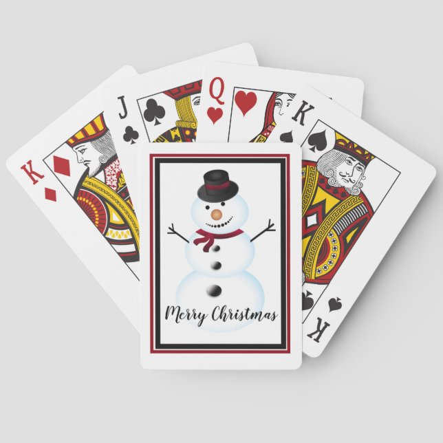 Merry Christmas Snowman Poker Cards (Back)
