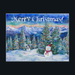 Merry Christmas Snowman - Postcard<br><div class="desc">I love creating artwork digitally using Procreate on my iPad, and my Wacom sketch tablet on my Windows desktop. I am also an amateur photographer, who enjoyes digitally stylizing my photographs, as well as a Gyotaku artist. Recently I have added watercolor artworks, like this one, to my Zazzle shop using...</div>