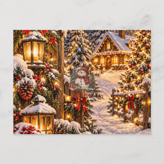 Merry Christmas Snowman Postcard