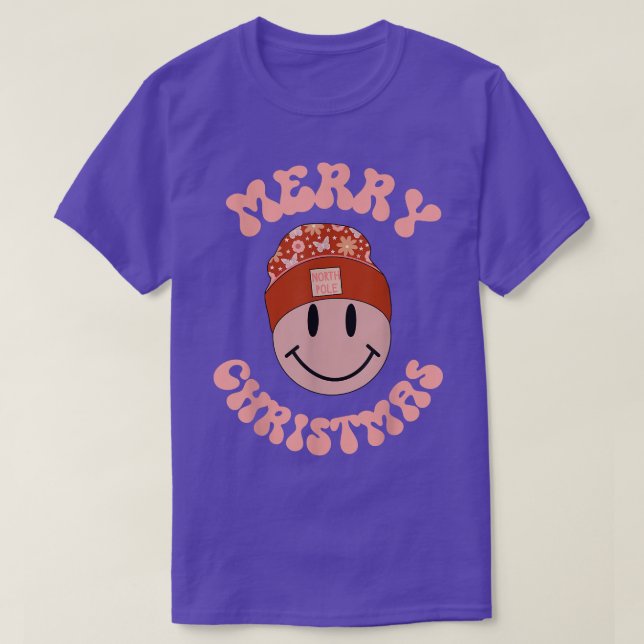 Merry Christmas Snowman Retro North Pole Smiling F T-Shirt (Design Front)