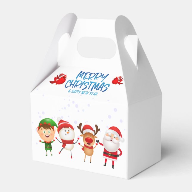 Merry Christmas Snowman Santa Claus Rudolph Elf Favor Boxes (Back Side)