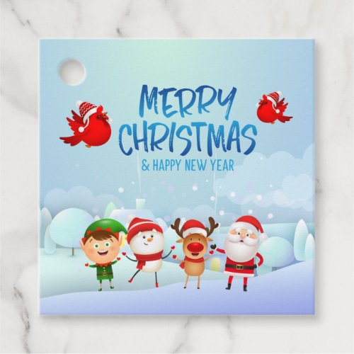 Merry Christmas Snowman Santa Claus Rudolph Elf Favor Tags