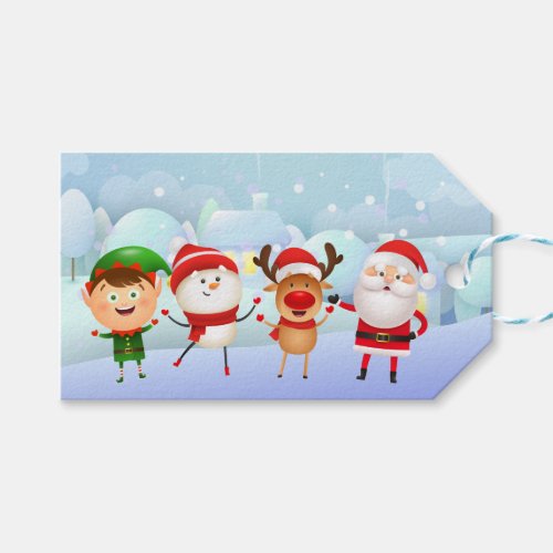 Merry Christmas Snowman Santa Claus Rudolph Elf Gift Tags