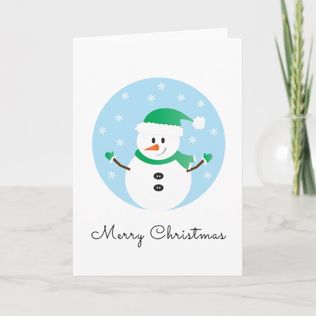 Merry Christmas Snowman Snowflakes Card (Front)