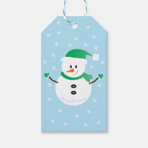 Merry Christmas Snowman Snowflakes Gift Tags