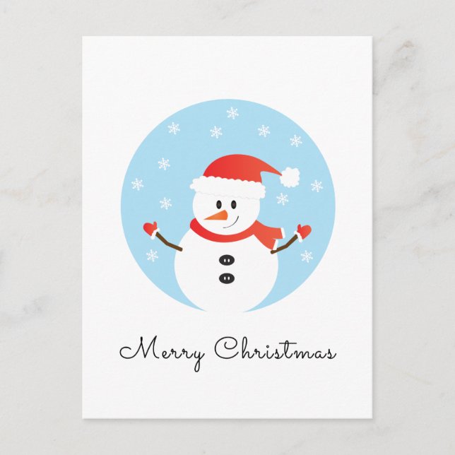 Merry Christmas Snowman Snowflakes Postcard (Front)