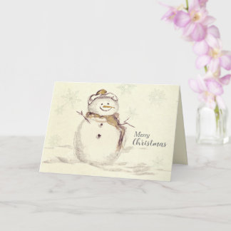 Merry Christmas Snowman Snowflakes Winter  Card