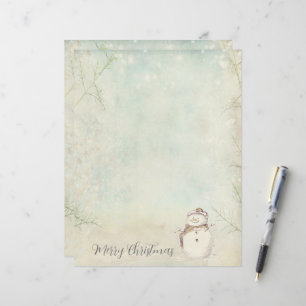 Merry Christmas Snowman Snowflakes Winter Letterhead