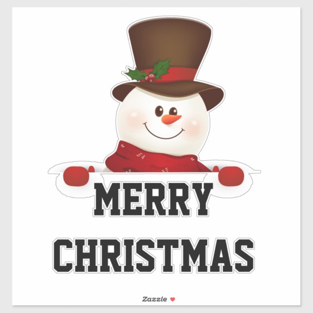 Merry Christmas Snowman Sticker (Sheet)