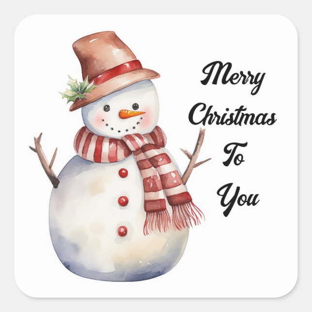 Merry Christmas Snowman Sticker (Front)