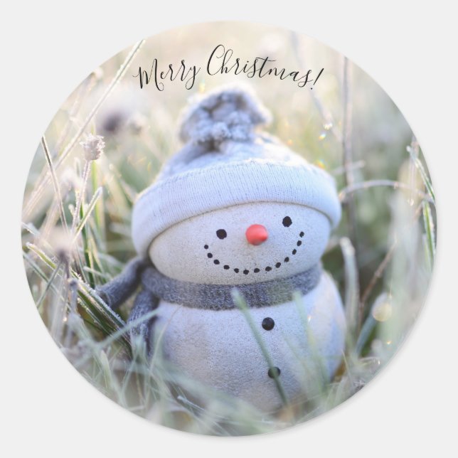 Merry Christmas Snowman Stickers Envelope Seals (Front)