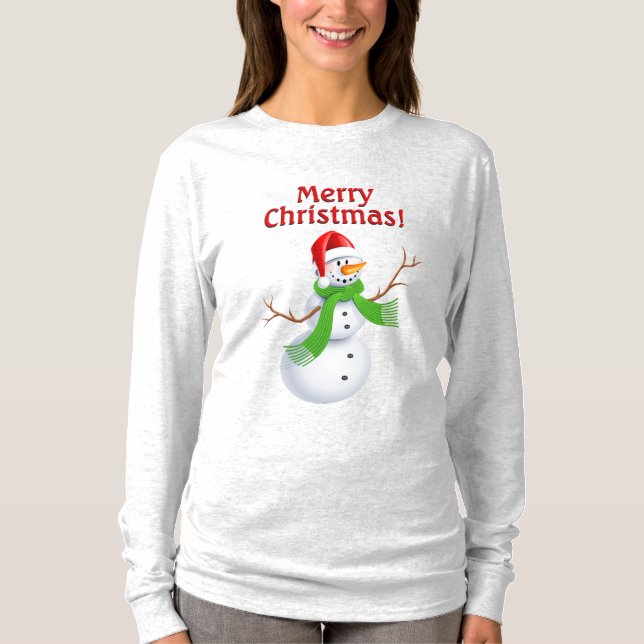 Merry Christmas Snowman T-Shirt (Front)