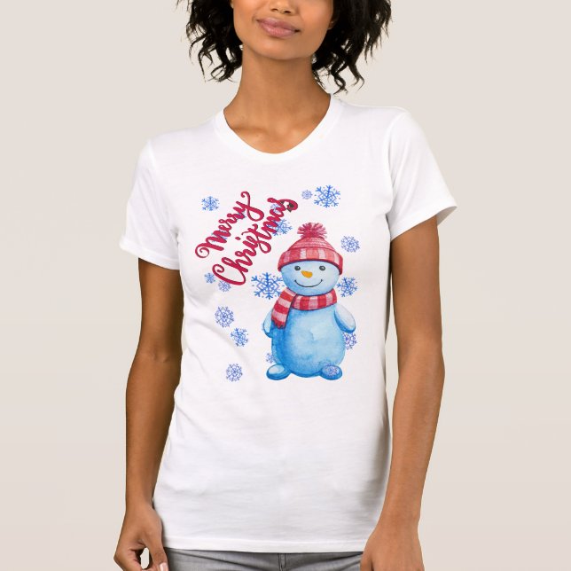 Merry Christmas Snowman T-Shirt (Front)