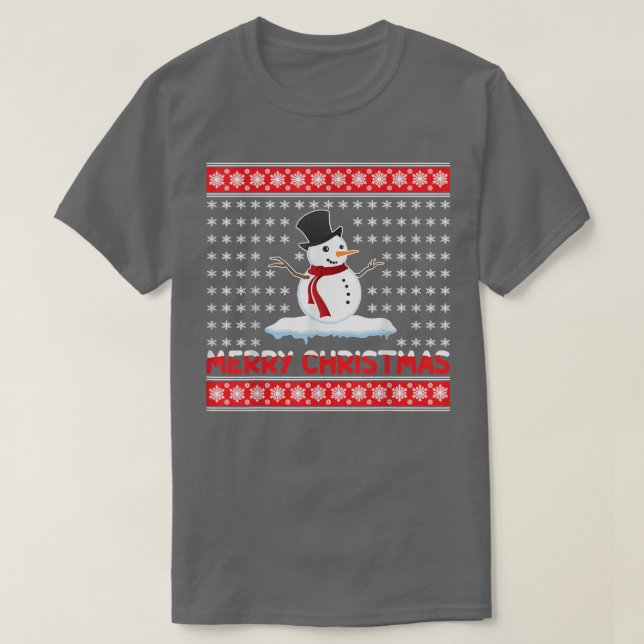 Merry Christmas Snowman  T-Shirt (Design Front)
