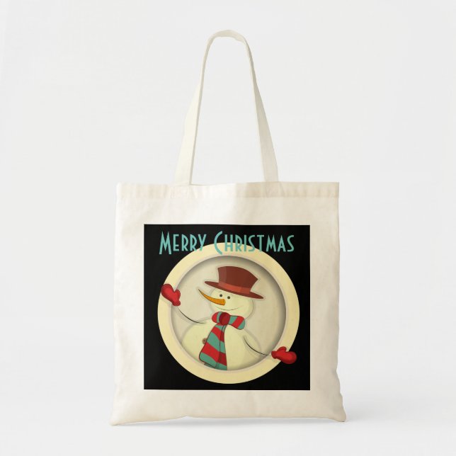 Merry Christmas Snowman Tote Bag (Front)