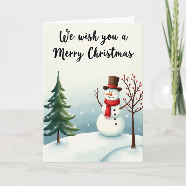 Merry Christmas Snowman Tree Card (Front)