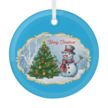 Merry Christmas Snowman Tree Cute