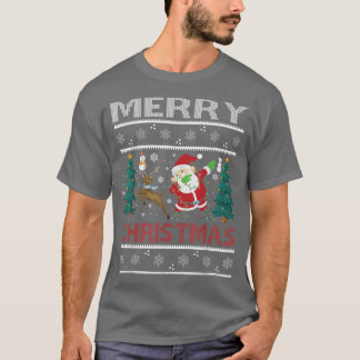 Merry Christmas Snowman Tree Reindeer Dabbing Sant T-Shirt