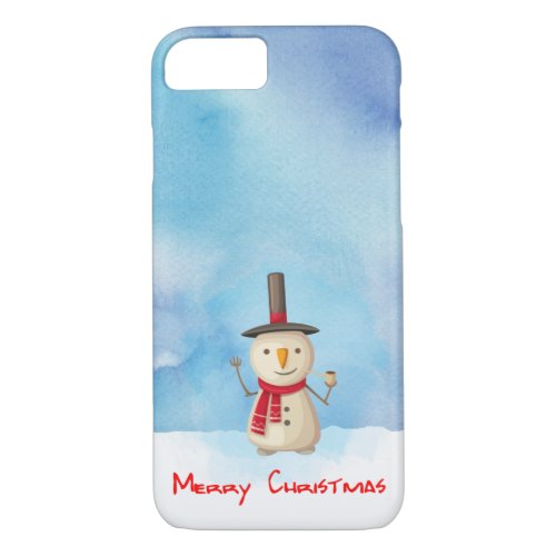 Merry Christmas Snowman Waving And Smiling iPhone 87 Case