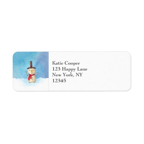 Merry Christmas Snowman Waving And Smiling Label