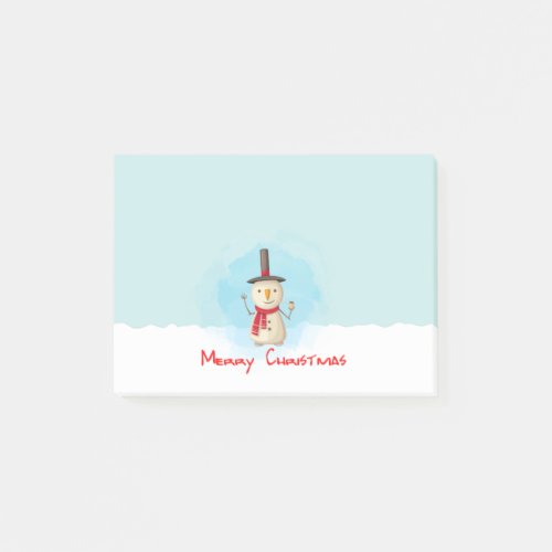 Merry Christmas Snowman Waving And Smiling Post_it Notes