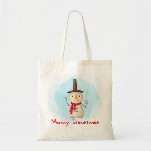 Merry Christmas Snowman Waving And Smiling Tote Bag