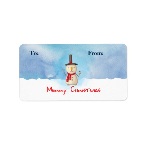 Merry Christmas Snowman Waving Gift Tag