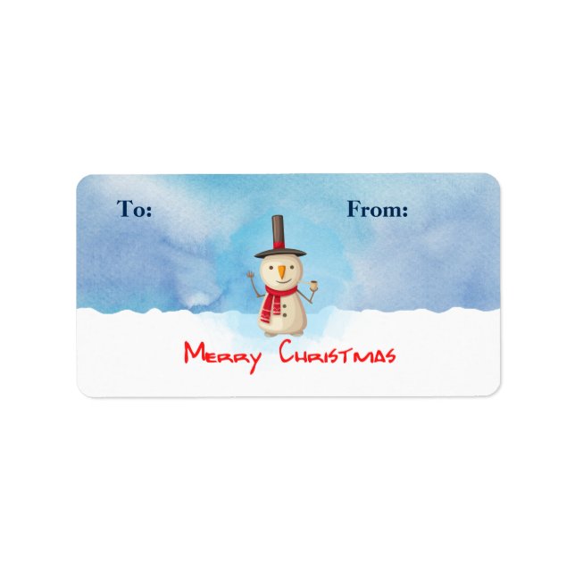 Merry Christmas Snowman Waving Gift Tag (Front)