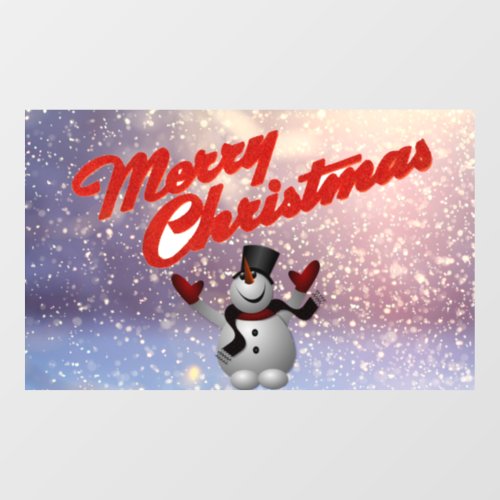 Merry Christmas Snowman Window Cling