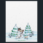 Merry Christmas! Snowman with Cat and Puppy Letterhead<br><div class="desc">Merry Christmas! Snowman with Cat and Puppy - little Dog ~~~ colored pencil drawing by Krisi ArtKSZP ~~~ Store Category >>> Merry Christmas for Kids >>> Snowman with Cat and Puppy</div>