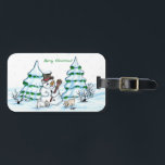 Merry Christmas! Snowman with Cat and Puppy Luggage Tag<br><div class="desc">Merry Christmas! Snowman with Cat and Puppy - little Dog ~~~ colored pencil drawing by Krisi ArtKSZP ~~~ Store Category >>> Merry Christmas for Kids >>> Snowman with Cat and Puppy</div>