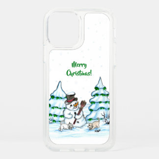 Merry Christmas! Snowman with Cat and Puppy Speck iPhone 12 Case