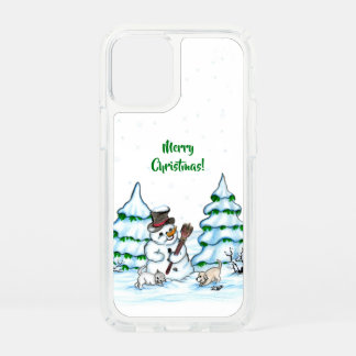 Merry Christmas! Snowman with Cat and Puppy Speck iPhone 12 Mini Case