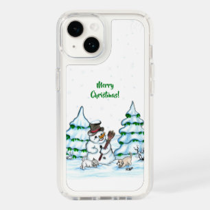 Merry Christmas! Snowman with Cat and Puppy Speck iPhone 14 Case