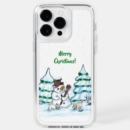 Merry Christmas Snowman with Cat and Puppy Speck iPhone 14 Pro Max Case