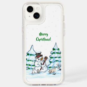 Merry Christmas! Snowman with Cat and Puppy Speck iPhone 14 Plus Case