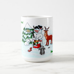 Merry Christmas! Snowman with Friends Color Morph Mug