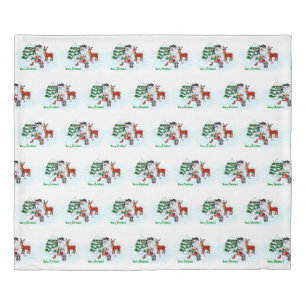Merry Christmas! Snowman with Friends Duvet Cover