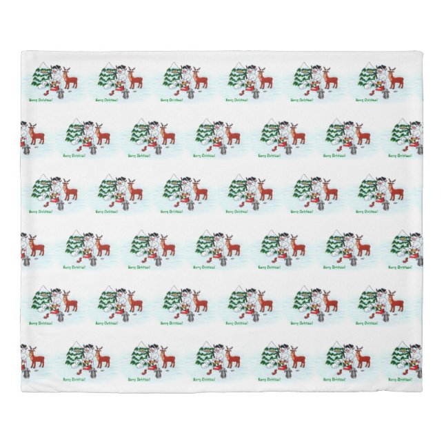 Merry Christmas! Snowman with Friends Duvet Cover (Front)