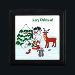 Merry Christmas! Snowman with Friends Gift Box<br><div class="desc">Merry Christmas! Snowman with Friends - Baby Polar Bear,  Birds,  Moose,  Rabbit,    ~~~ colored pencil drawing by Krisi ArtKSZP ~~~ Store Category >>> Merry Christmas for Kids >>> Snowman with Friends</div>