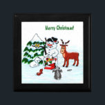 Merry Christmas! Snowman with Friends Gift Box<br><div class="desc">Merry Christmas! Snowman with Friends - Baby Polar Bear,  Birds,  Moose,  Rabbit,    ~~~ colored pencil drawing by Krisi ArtKSZP ~~~ Store Category >>> Merry Christmas for Kids >>> Snowman with Friends</div>