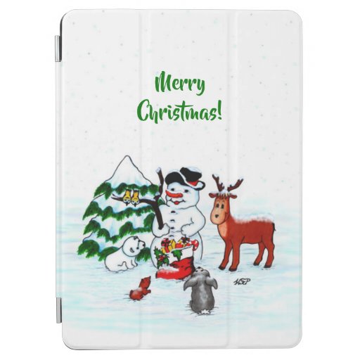 Merry Christmas! Snowman with Friends iPad Air Cover