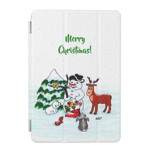 Merry Christmas Snowman with Friends iPad Mini Cover